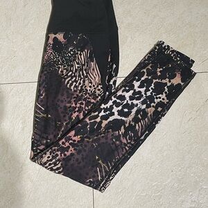 Betsey Johnson Black and Pink Animal Print Leggings
